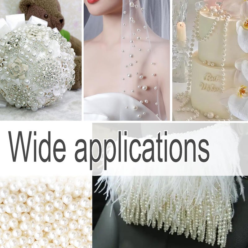 Cymtoo Lifestyle-cat 4 Size 330pcs Assorted Pearls Beads No Holes White Pearls Beads 5mm, 6mm, 8mm, 12mm Pearls for DIY, Table Scatter, Wedding, Birthday Party, Home Decoration - Image 5